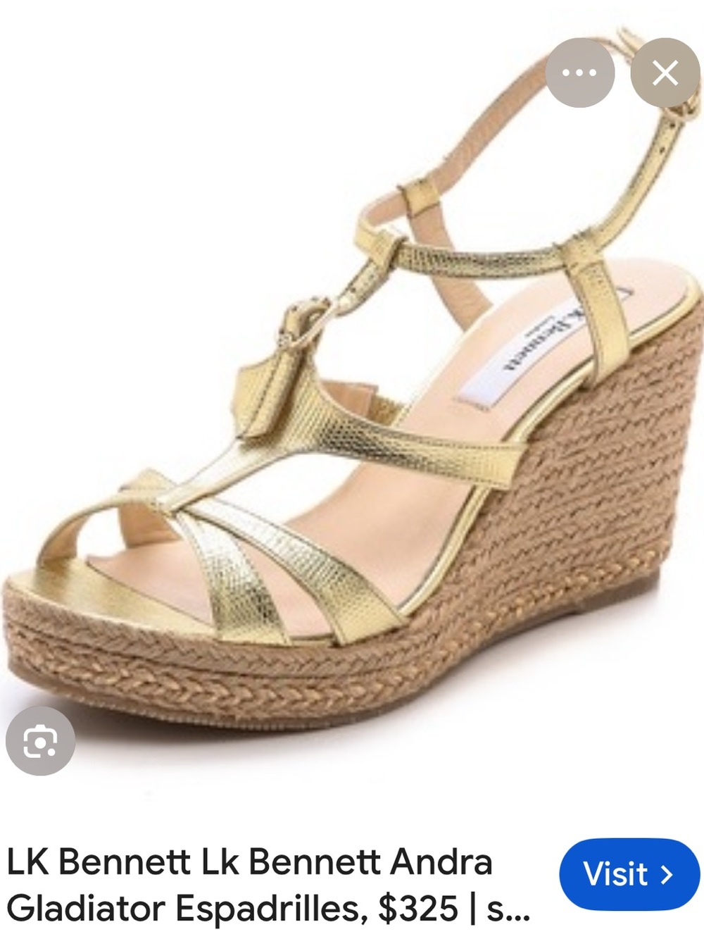 LK Bennett $325 Andra gold platform wedge sandals size 6